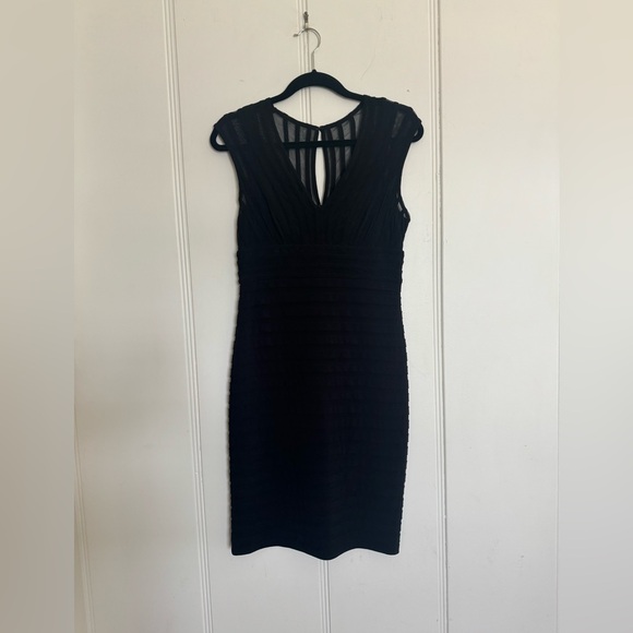 Adrianna Papell Pleated Jersey Sheath Midi Dress, Black, Size 6 - Picture 5 of 14